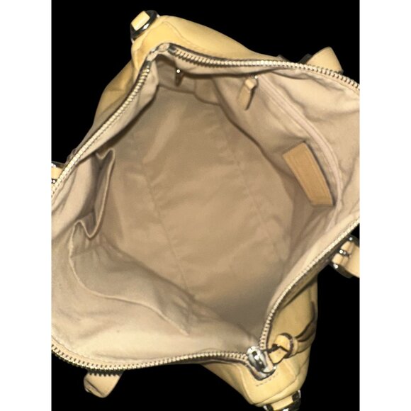 Coach Hamilton Satchel F13811 Tan Leather Nickel Convertible Bag + Strap Tag - Picture 6 of 9